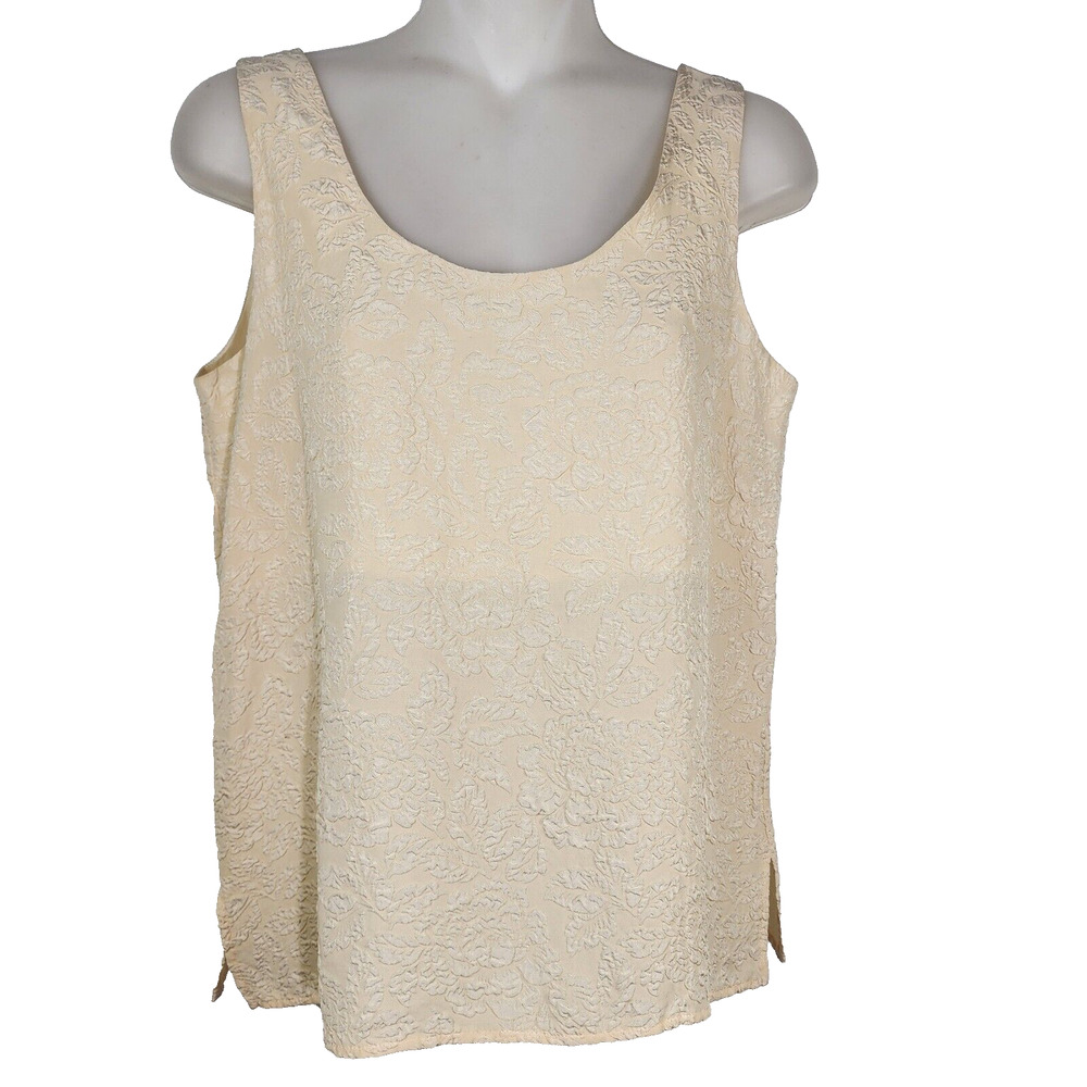 Vtg Compagnie Internationale Express Womens Tank Top XS 100% Silk Cream Textured